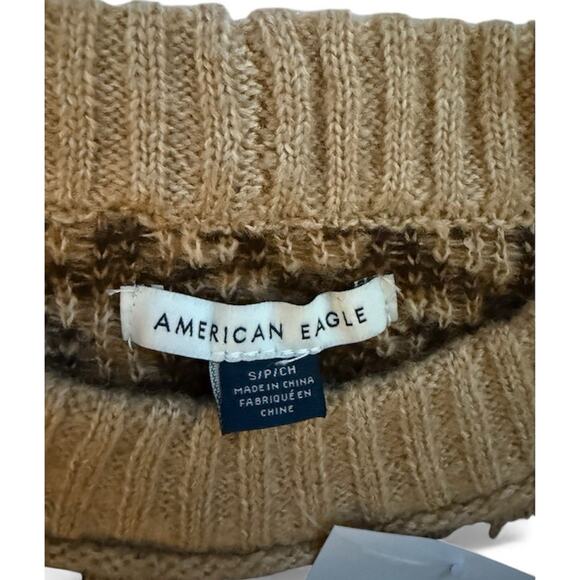 NWT American Eagle Leopard Cheetah Print Sweater Small Tan Brown Knit Pullover - Picture 6 of 9